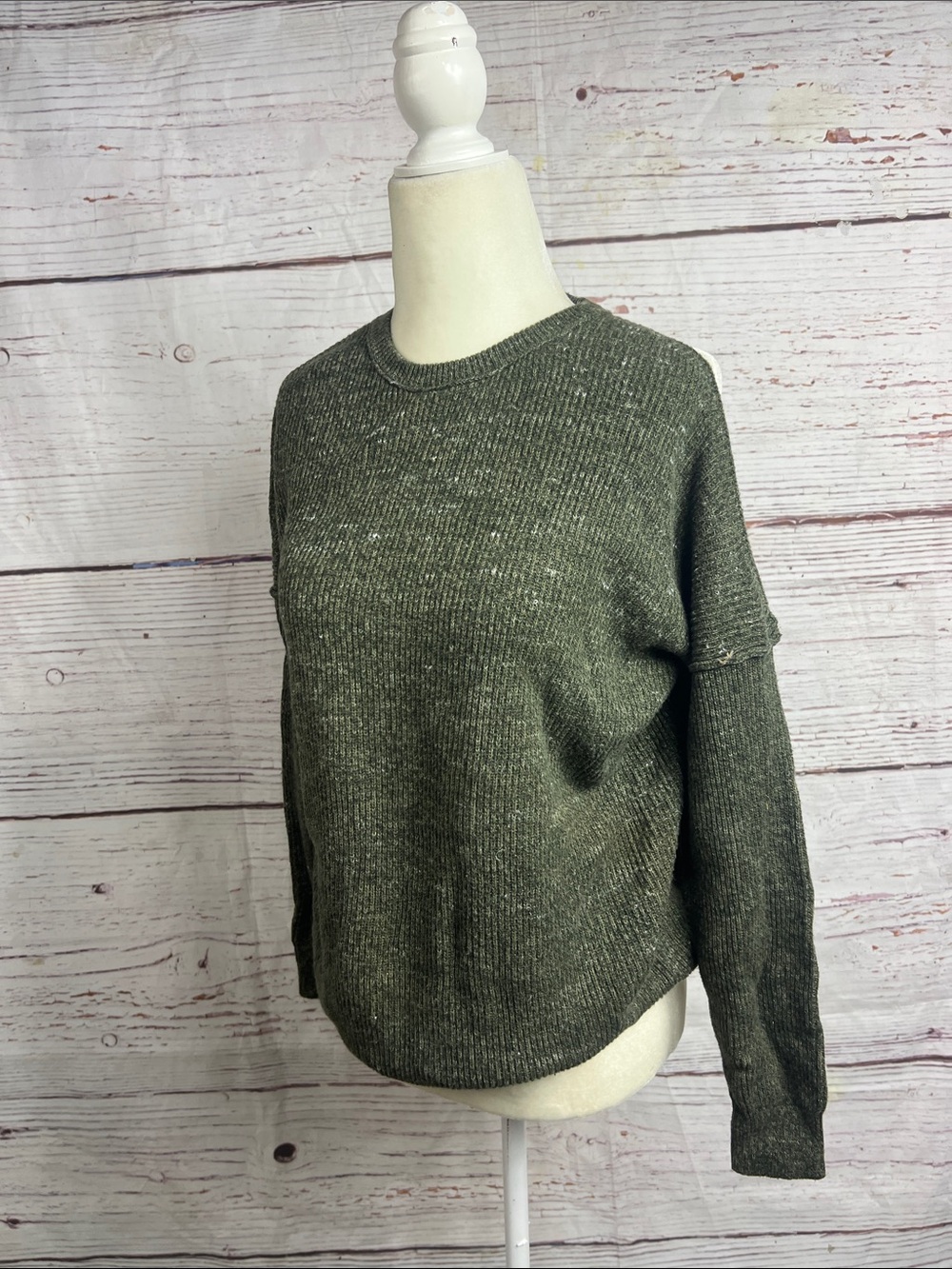 Hollister cold shoulder baggy medium Olive Green Crewneck Sweater